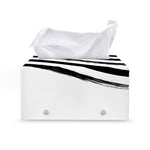 White And Black American Flag Print Leather Tissue Box Cover