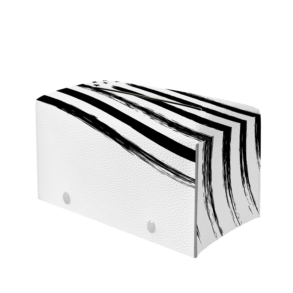 White And Black American Flag Print Leather Tissue Box Cover