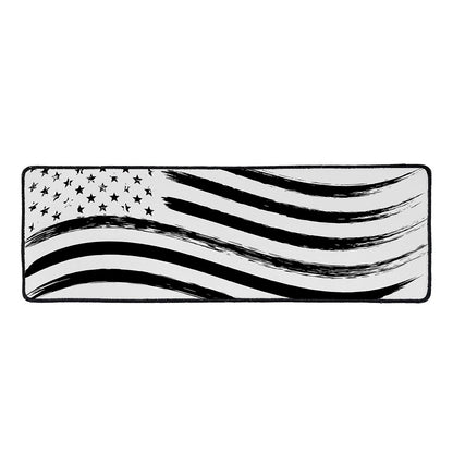 White And Black American Flag Print Long Kitchen Mat