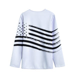 White And Black American Flag Print Long Sleeve Short Coat