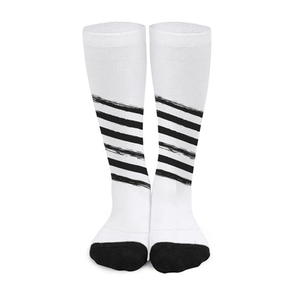 White And Black American Flag Print Long Socks