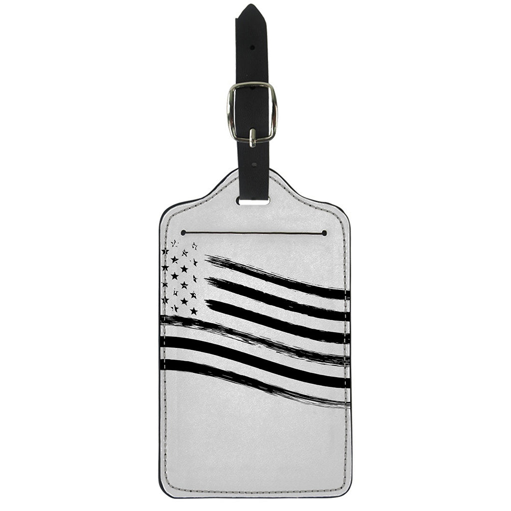 White And Black American Flag Print Luggage Tag