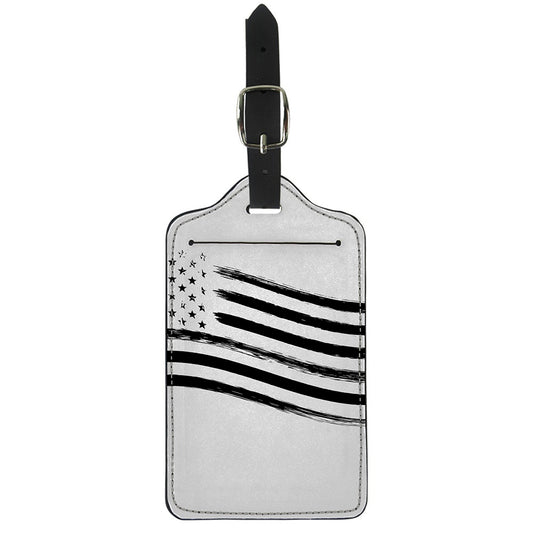 White And Black American Flag Print Luggage Tag