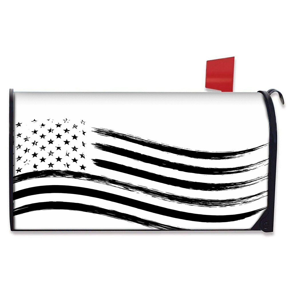 White And Black American Flag Print Mailbox Cover