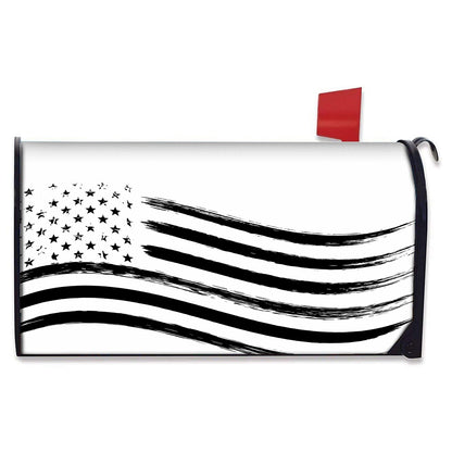 White And Black American Flag Print Mailbox Cover