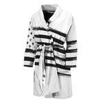 White And Black American Flag Print Men's Bathrobe