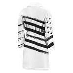 White And Black American Flag Print Men's Bathrobe
