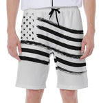 White And Black American Flag Print Men's Beach Shorts