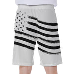 White And Black American Flag Print Men's Beach Shorts