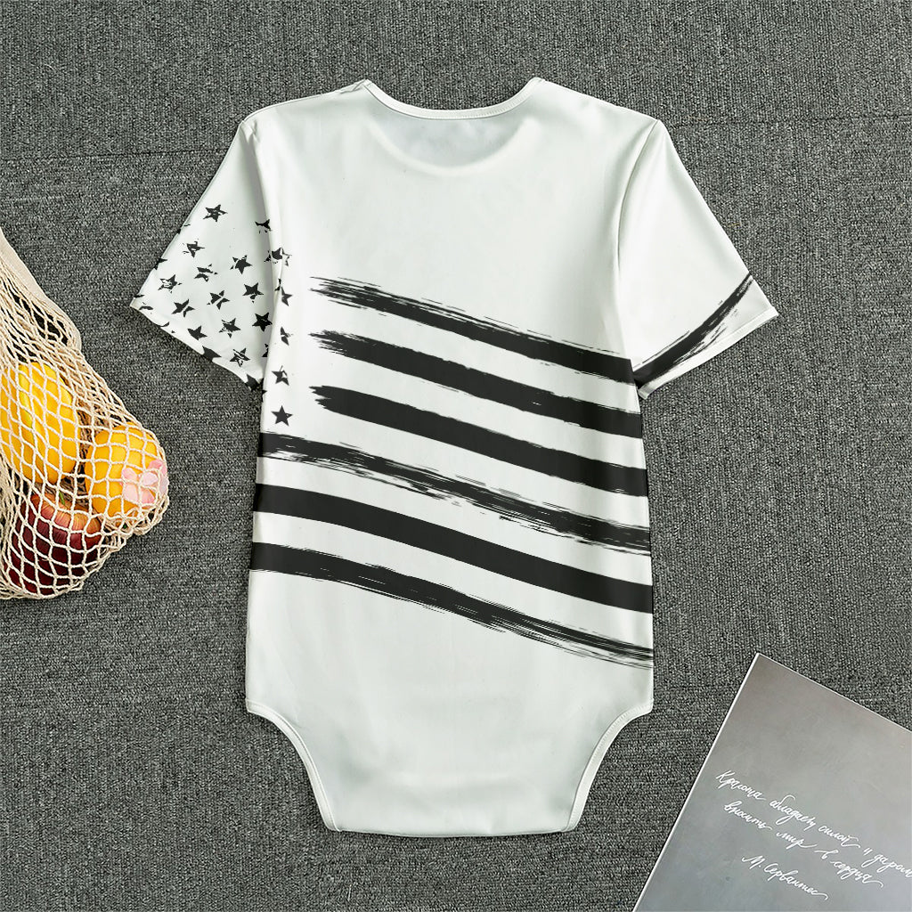 White And Black American Flag Print Men's Bodysuit