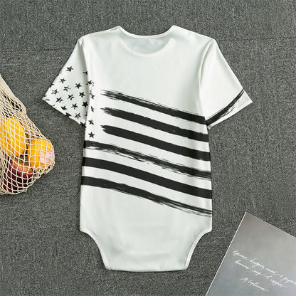 White And Black American Flag Print Men's Bodysuit