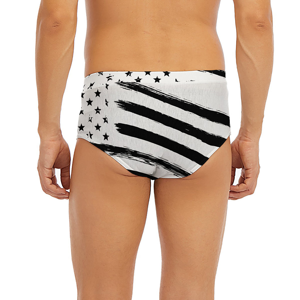 White And Black American Flag Print Men's Briefs