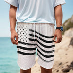 White And Black American Flag Print Men's Cargo Shorts