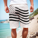 White And Black American Flag Print Men's Cargo Shorts