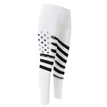 White And Black American Flag Print Men's Compression Pants
