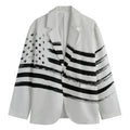 White And Black American Flag Print Men's Cotton Blazer