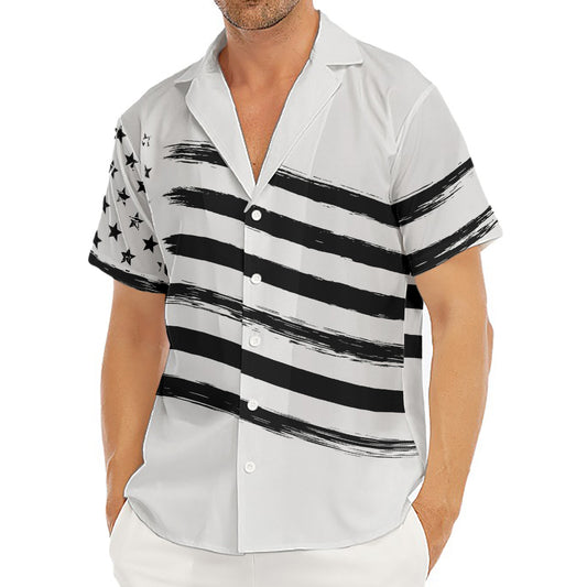 White And Black American Flag Print Men's Deep V-Neck Shirt
