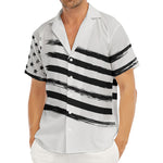 White And Black American Flag Print Men's Deep V-Neck Shirt