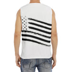 White And Black American Flag Print Men's Fitness Tank Top