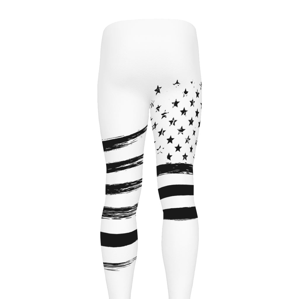 White And Black American Flag Print Men's leggings