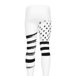 White And Black American Flag Print Men's leggings