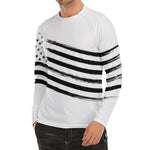 White And Black American Flag Print Men's Long Sleeve Rash Guard