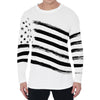 White And Black American Flag Print Men's Long Sleeve T-Shirt