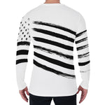 White And Black American Flag Print Men's Long Sleeve T-Shirt