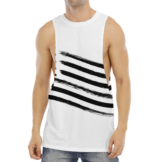 White And Black American Flag Print Men's Muscle Tank Top