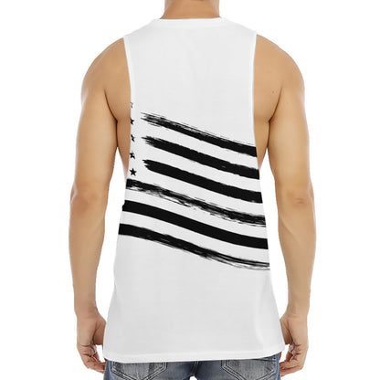 White And Black American Flag Print Men's Muscle Tank Top