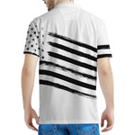 White And Black American Flag Print Men's Polo Shirt