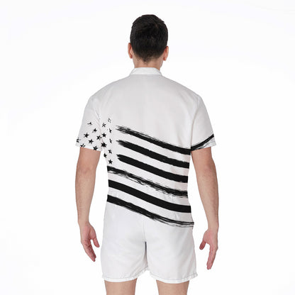White And Black American Flag Print Men's Rompers