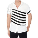 White And Black American Flag Print Men's Shirt