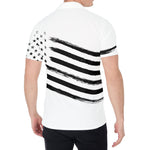 White And Black American Flag Print Men's Shirt