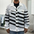 White And Black American Flag Print Men's Shirt Jacket