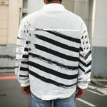 White And Black American Flag Print Men's Shirt Jacket