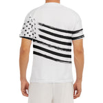 White And Black American Flag Print Men's Short Sleeve Rash Guard
