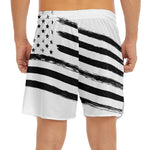 White And Black American Flag Print Men's Split Running Shorts