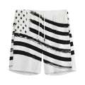 White And Black American Flag Print Men's Athletic Shorts