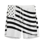White And Black American Flag Print Men's Sports Shorts