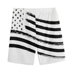 White And Black American Flag Print Men's Sports Shorts