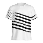 White And Black American Flag Print Men's Sports T-Shirt
