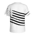 White And Black American Flag Print Men's Sports T-Shirt