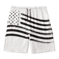 White And Black American Flag Print Men's Swim Trunks