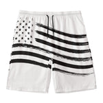 White And Black American Flag Print Men's Swim Trunks