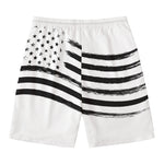 White And Black American Flag Print Men's Swim Trunks