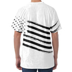 White And Black American Flag Print Men's Velvet T-Shirt