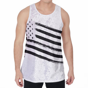 White And Black American Flag Print Men's Velvet Tank Top