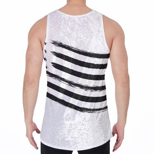 White And Black American Flag Print Men's Velvet Tank Top