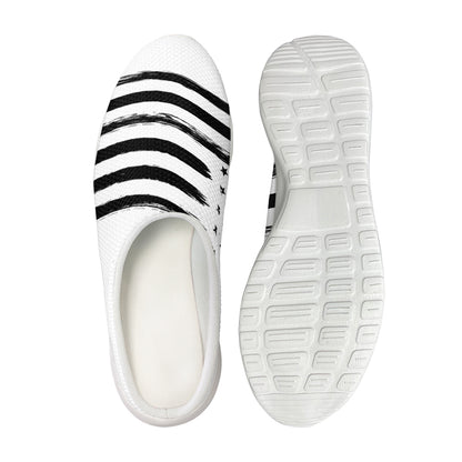 White And Black American Flag Print Mesh Casual Shoes